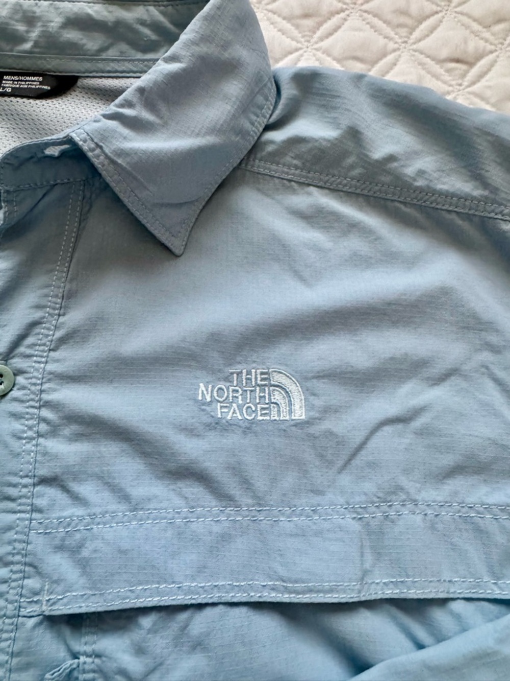 The North Face Light Blue Button-Down Long Sleeve Trail Fishing Shirt Size L - Picture 4 of 16